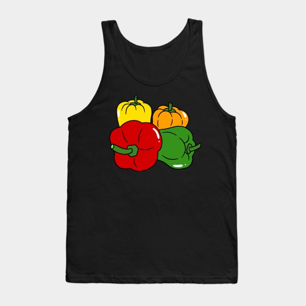 Red Green Orange and Yellow Bell Peppers Tank Top by saradaboru